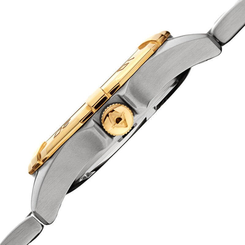 Akribos XXIV Two Tone Case on Two Tone Bracelet, White Mother Of Pearl Dial with Gold Tone Hands