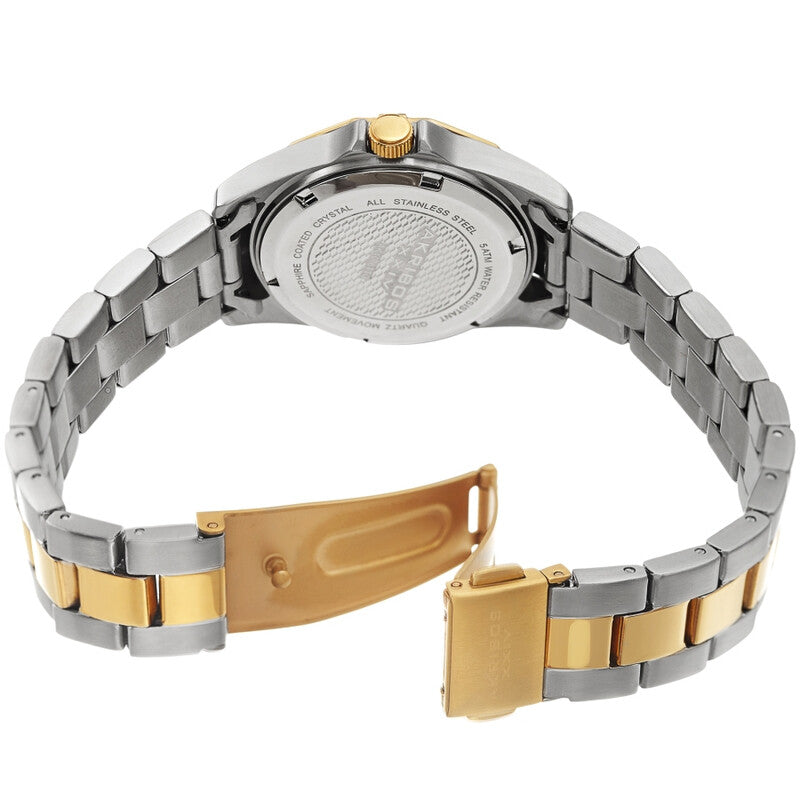 Akribos XXIV Two Tone Case on Two Tone Bracelet, White Mother Of Pearl Dial with Gold Tone Hands