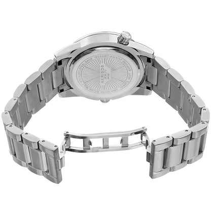Akribos XXIV Silver Tone Case on Silver Bracelet, Blue Dial with Silver Tone Hands