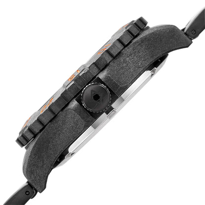 Akribos XXIV Black Carbon Fiber Case on Black Bracelet, Black Dial with Silver Tone Hands