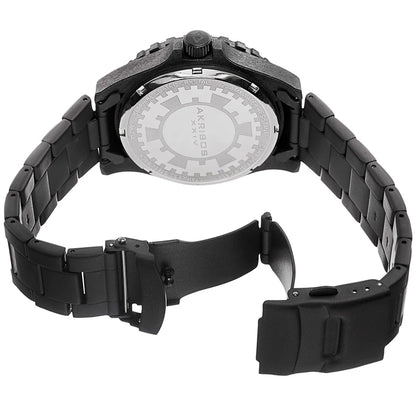 Akribos XXIV Black Carbon Fiber Case on Black Bracelet, Gray Dial with Silver Tone Hands