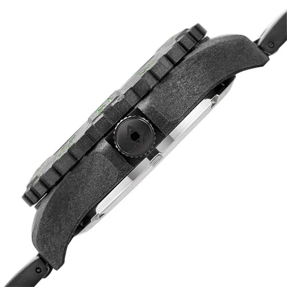 Akribos XXIV Black Carbon Fiber Case on Black Bracelet, Olive Green Dial with Silver Tone Hands