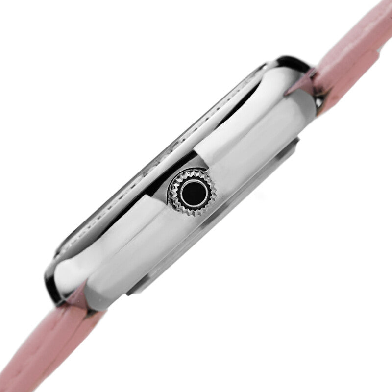 Akribos XXIV Silver Tone Case on Pink Leather Strap, White Dial with Silver Tone Hands