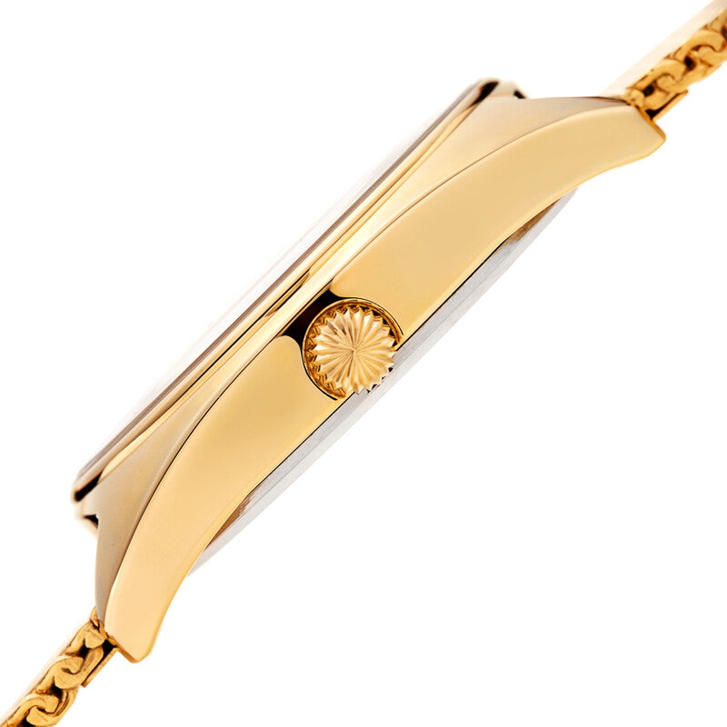 Akribos XXIV Gold Tone Case on Gold Tone Mesh Bracelet, Silver Dial with Gold Hands