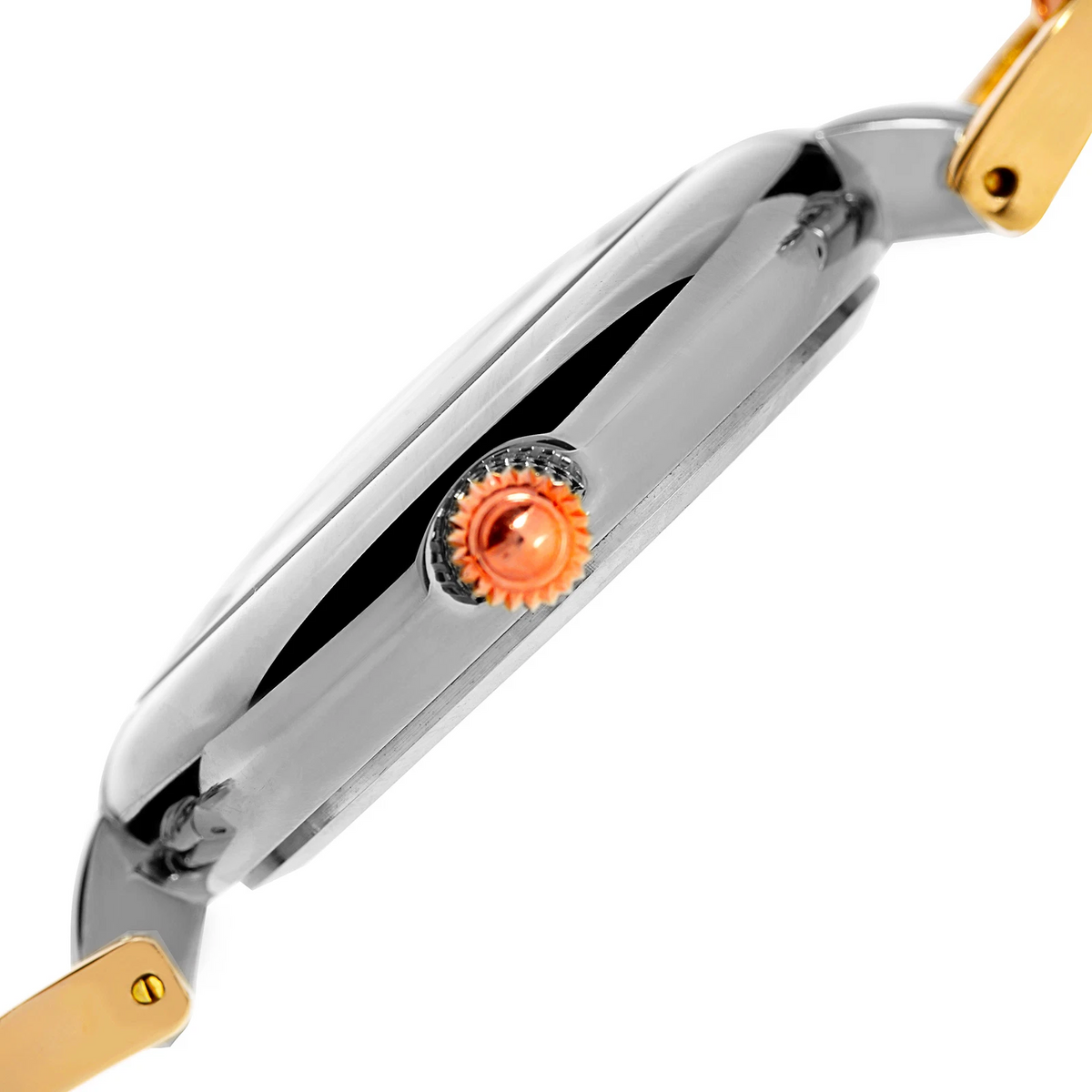 Akribos XXIV Two Tone Case on Two Tone Bracelet, White Mother of Pearl Dial with Rose Gold Tone Hands