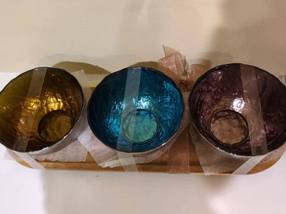 Eco-Friendly Acacia Serving Trays – Jewel Tone Decorative Wooden Bowls