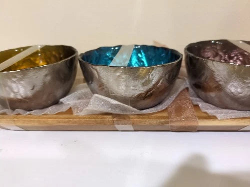 Eco-Friendly Acacia Serving Trays – Jewel Tone Decorative Wooden Bowls