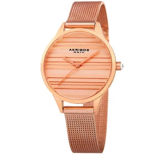 Akribos XXIV Rose Gold Ion Plated Alloy Case on Rose Gold Band, Rose Gold Dial with Rose Tone Hands