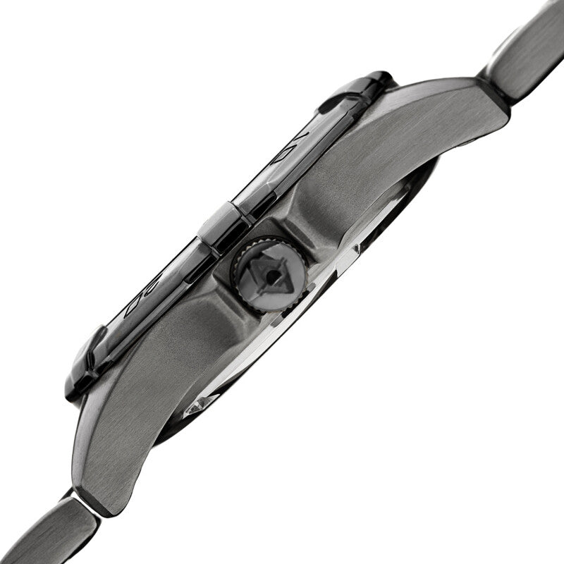 Akribos XXIV Silver and Gun Ion Plated Stainless Steel Case on Gun/Silver Bracelet, White Mother Of Pearl Dial with Silver Hands