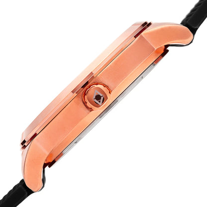 Akribos XXIV Rose Gold Ion Plated Alloy Case on Black Silicon Strap, Black Dial with Rose Gold Hands