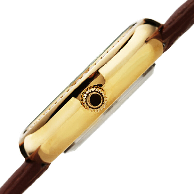 Akribos XXIV Gold Tone Ion Plated Case on Tan Brown Leather Strap, White Dial with Gold Tone Hands