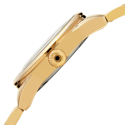 Akribos XXIV Ion Plated Gold Tone Case and Gold Tone Band with a Grey Curved Edge Vintage Dial